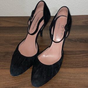 Ladies Enrico Antinori Ankle Strap Pumps Size 39/9 Blue Suede Heels Shoes Italy